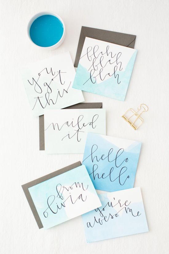 550x825 Oh My, Dip Dye! Watercolor Stationery Diy (Paper And Stitch
