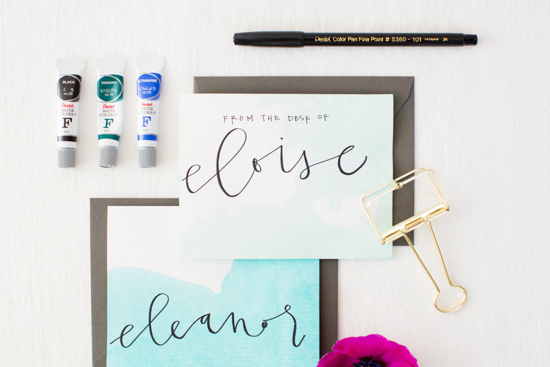 550x367 Oh My, Dip Dye! Watercolor Stationery Diy