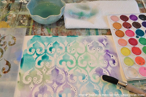 620x413 Paint Watercolor Wall Art With Stencils Paint + Pattern