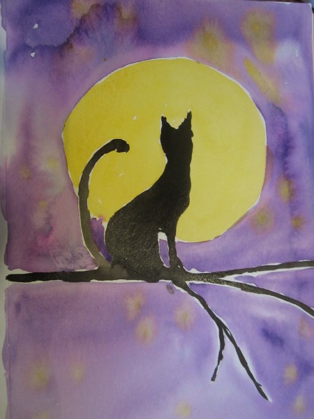 450x600 Watercolors! Adult Step By Step! Halloween Cat! Artique