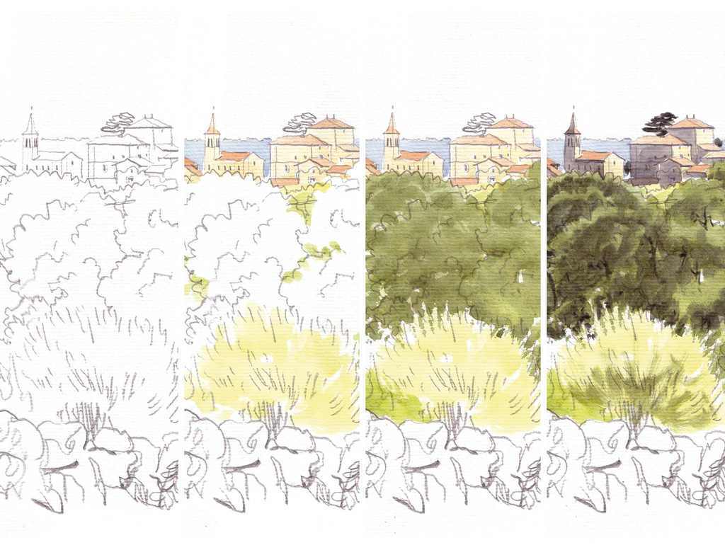 1024x770 Watercolor Step By Step Watercolor Tutorial Printed On