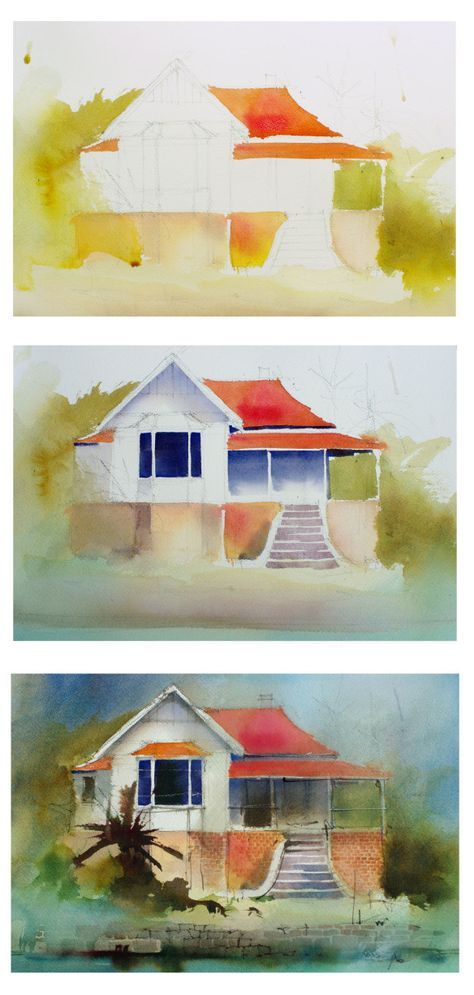 474x995 Three Steps, John Lovett Wc Watercolor Watercolor