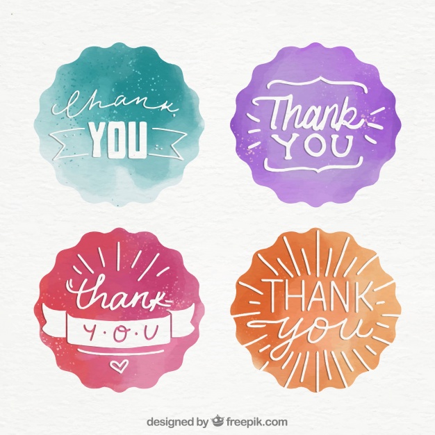 626x626 Pack Watercolor Stickers With The Word Thank You Vector Free