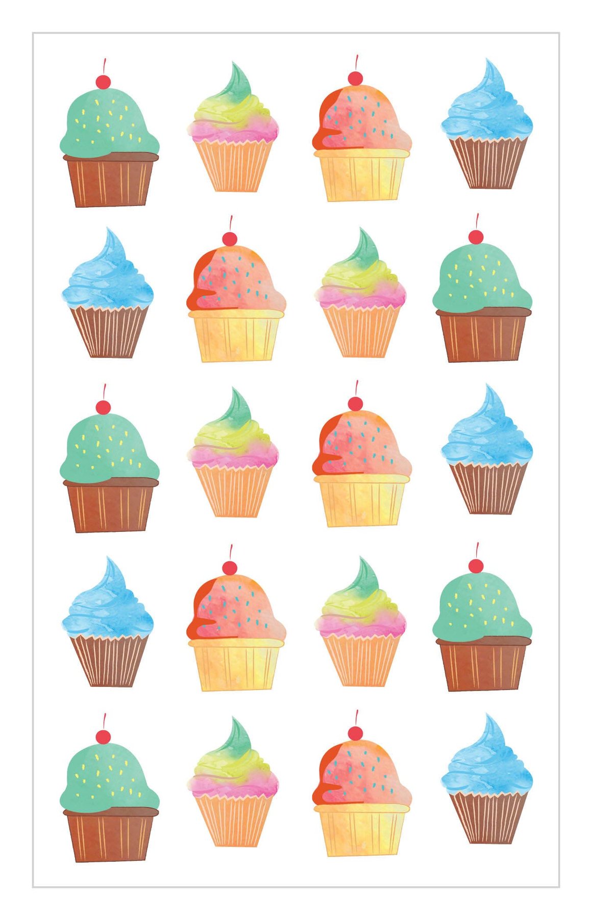 1160x1804 Watercolor Stickers Collection Tagged Watercolor Cupcake Stickers