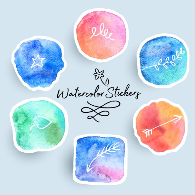 626x626 Watercolor Stickers Vector Free Download