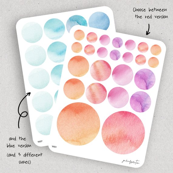 570x570 Dot Stickers Watercolor Stickers Functional Stickers Etsy