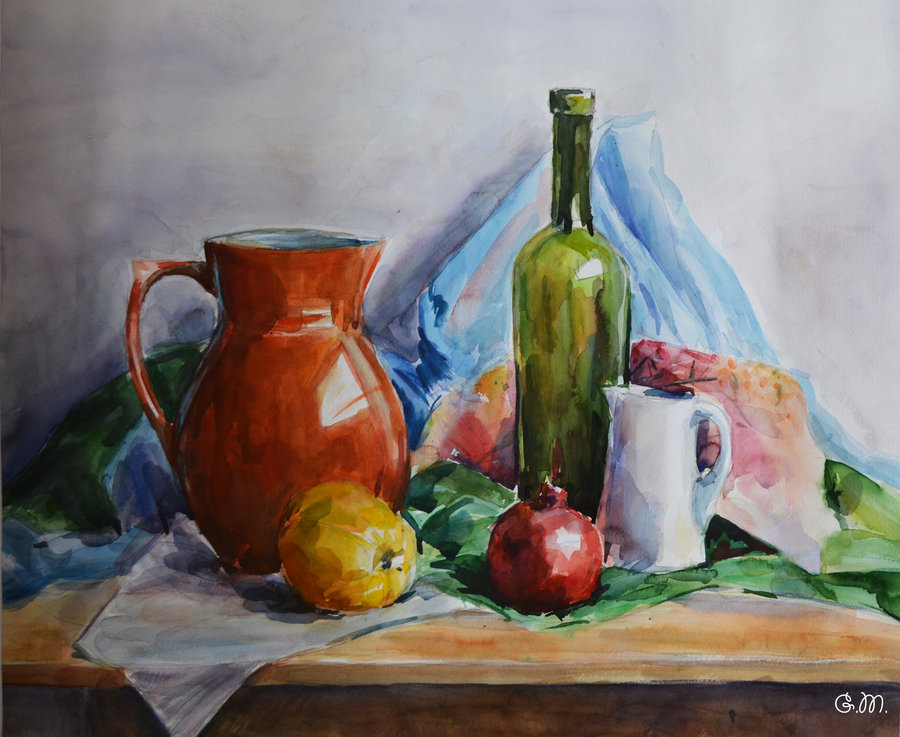 900x737 My First Watercolor Still Life By Gmartdesign
