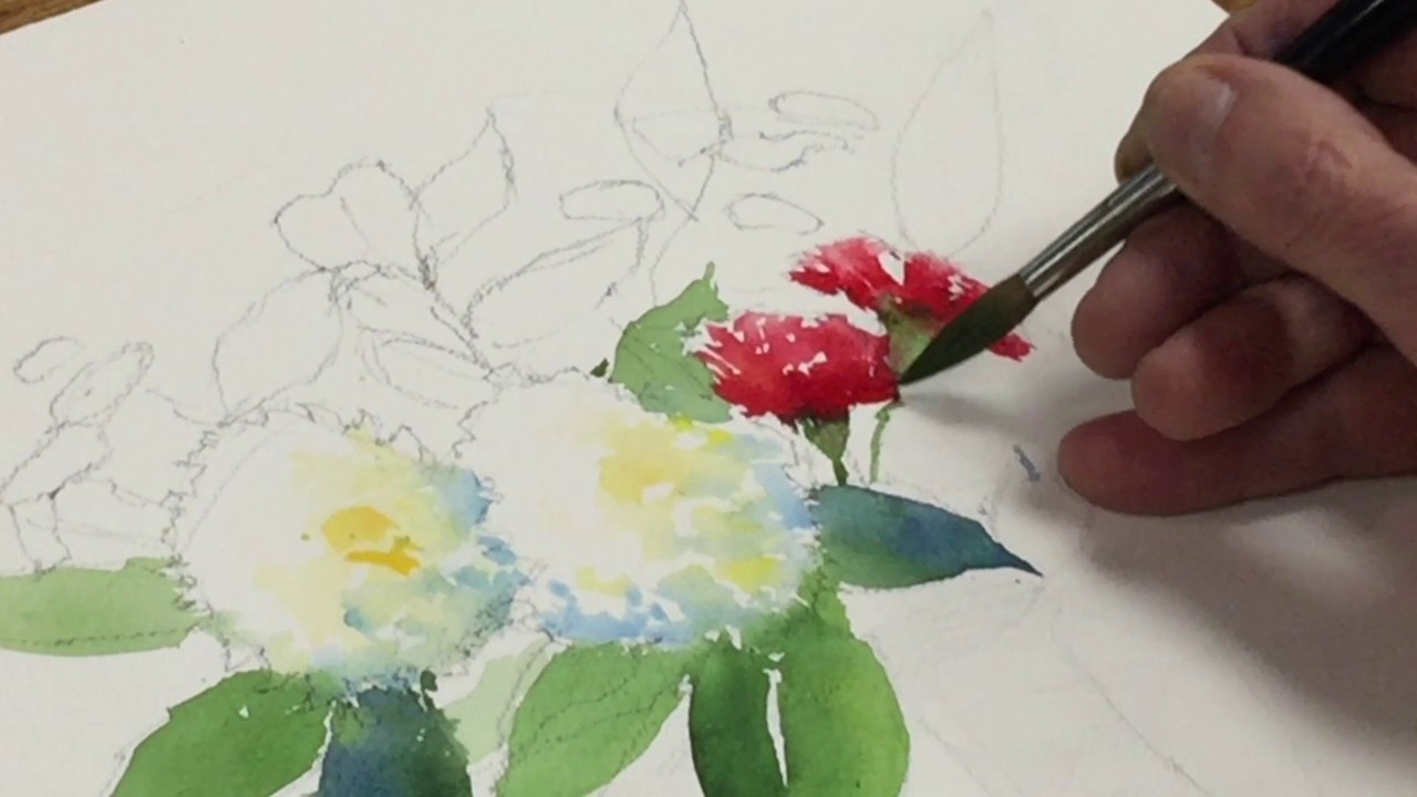 1280x720 Painting Watercolor Still Life With Flowers And Fruit