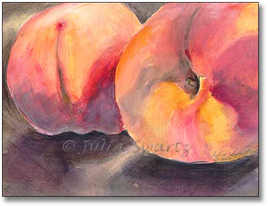 522x402 Still Life Watercolor Painting Of Peaches
