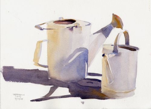 500x361 Watering Watercolor Still Life Painting Vermont
