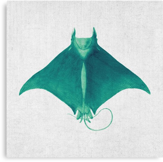 550x545 Bright Green Stingray Giant Manta Ray Watercolor Nature Nautical