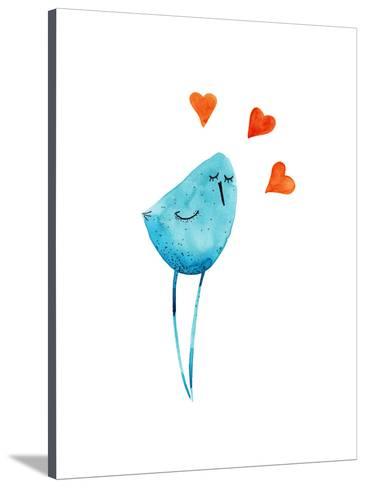 366x488 Bird Blue With Hearts. Watercolor Hand Drawing Posters By