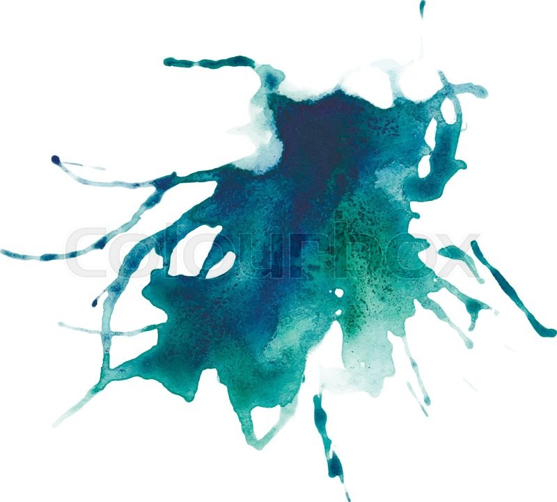 800x722 Beautiful Traced Vector Watercolor Splatter. Stain Of Blue Paint
