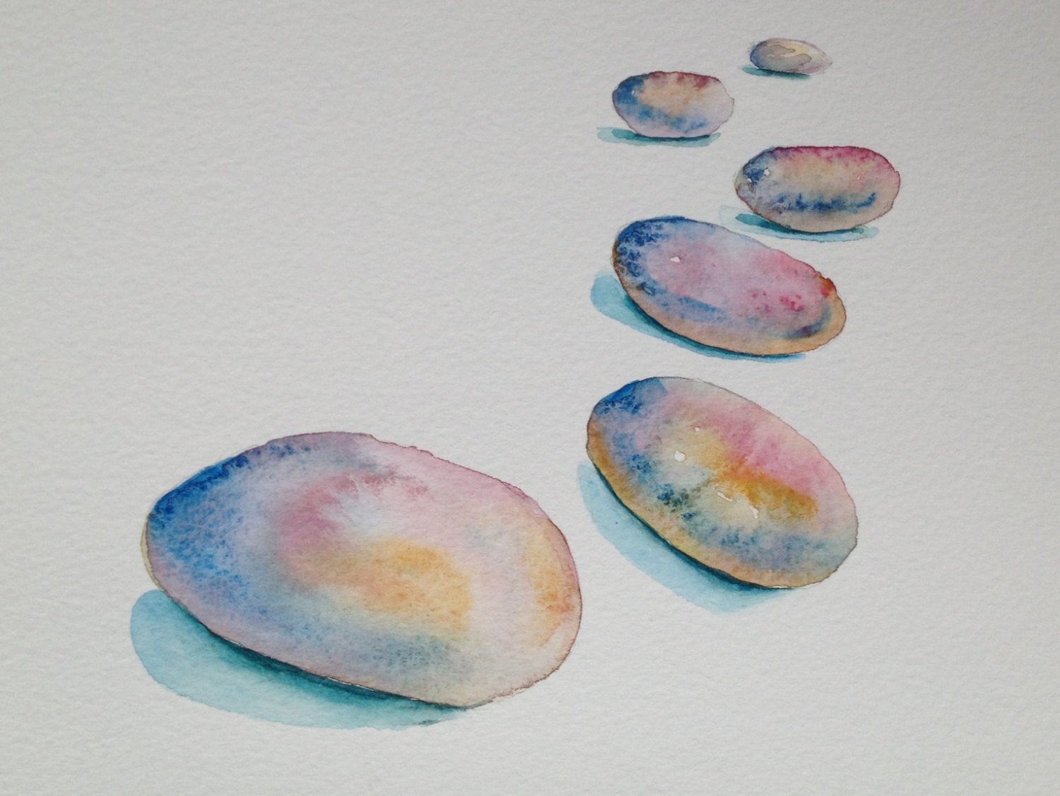 1500x1126 Original Watercolor Painting Colorful Stones Stone