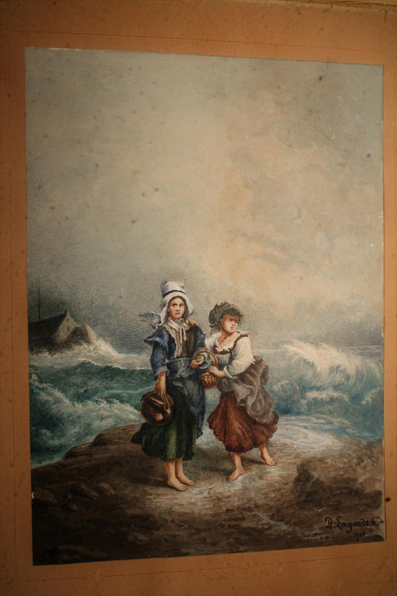 800x1200 Watercolor Stone Lagarde Storm Young Breton Fishermen