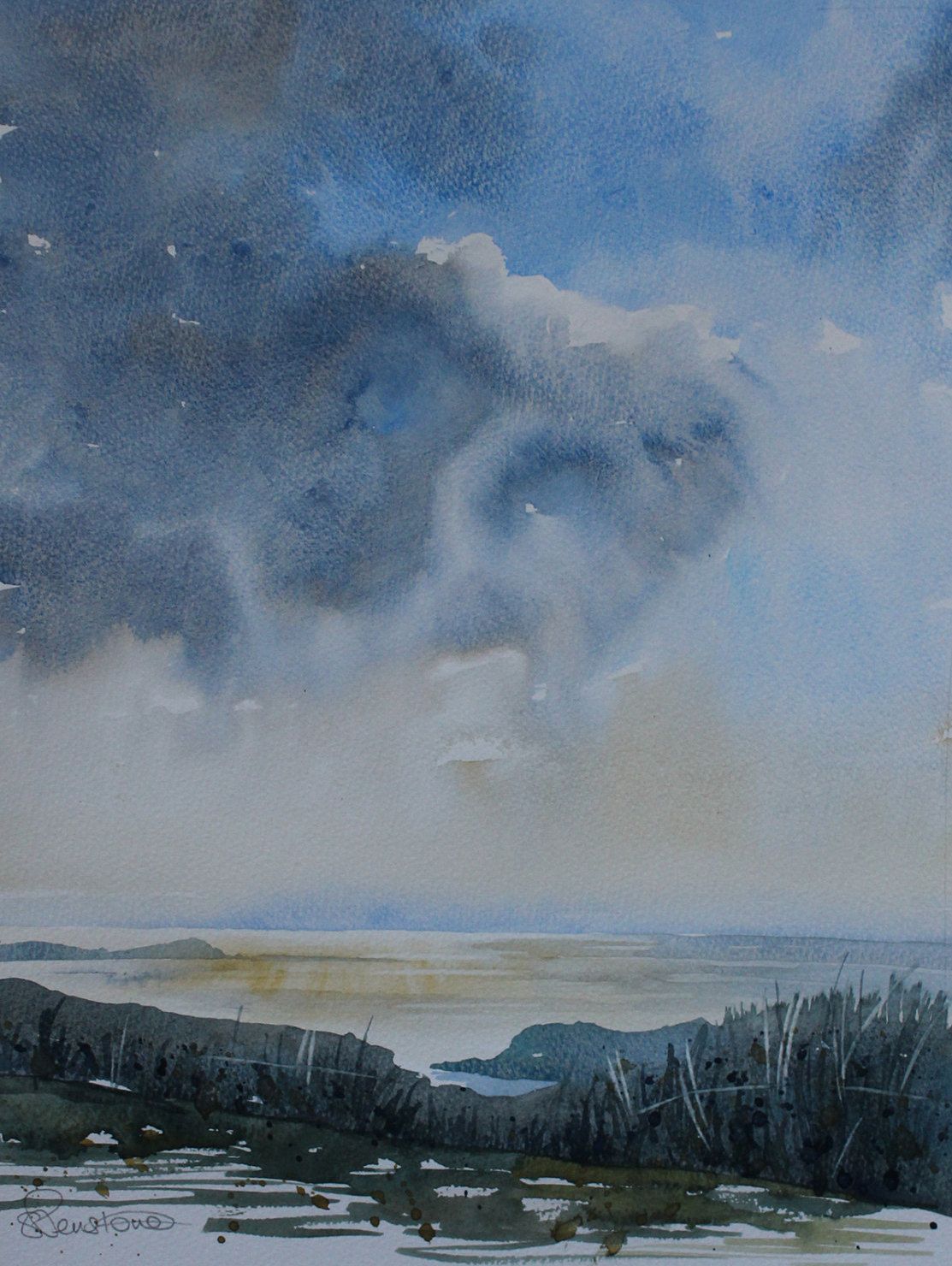 1113x1480 Original Watercolour Seascape Painting Cornwall, Cornwall Seascape