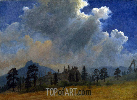 463x339 Fir Trees And Storm Clouds Bierstadt Painting Reproduction