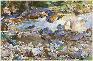 300x196 John Singer Sargent Watercolor Reproductions Mountain Stream