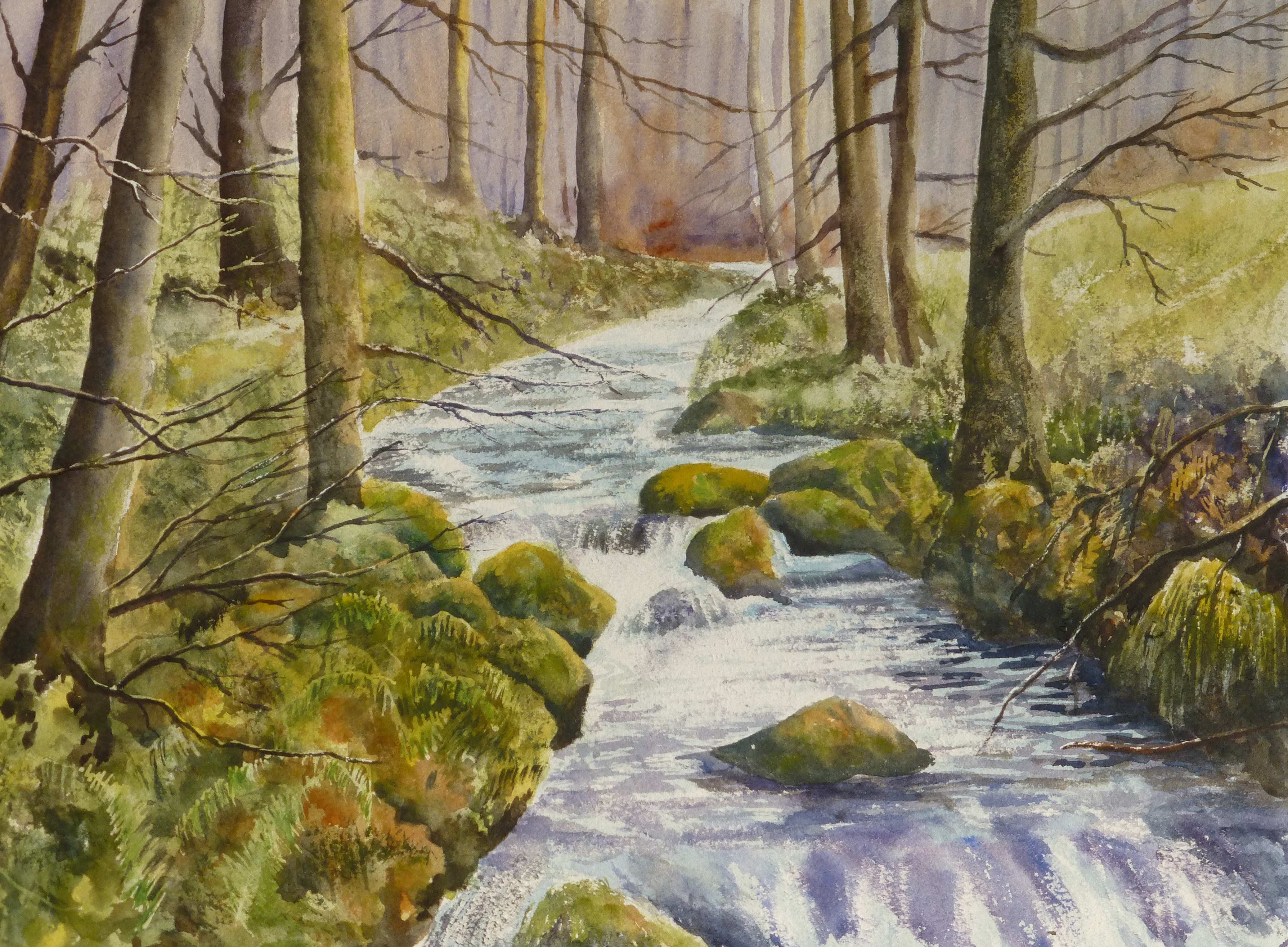 4151x3051 Lake District Stream Watercolour Painting Graham Mcquade