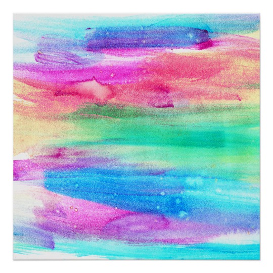 540x540 Neon Rainbow Abstract Watercolor Stripes Poster