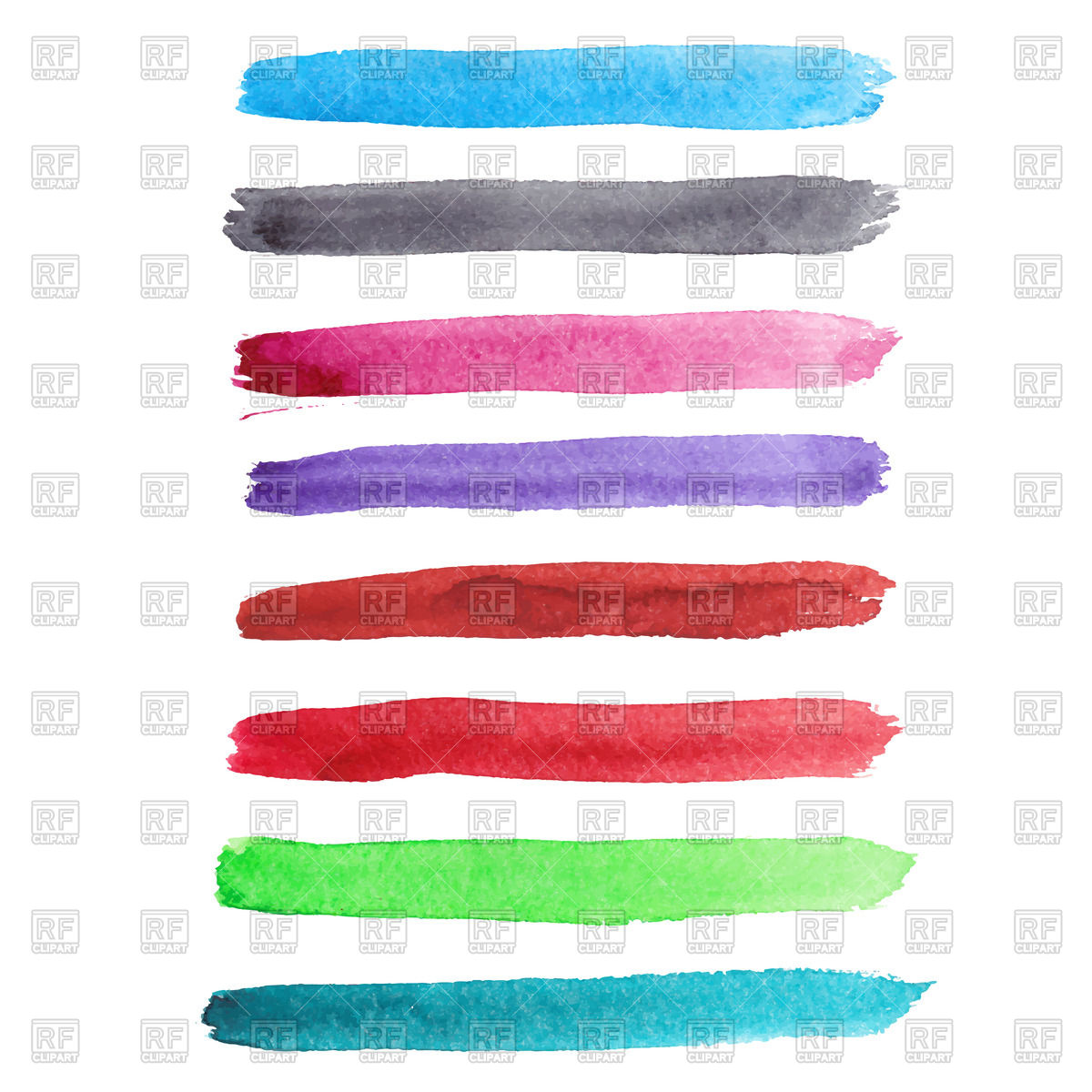 1200x1200 Set Of Colorful Watercolor Brush Strokes Vector Image Vector