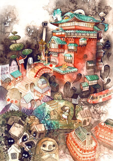 452x640 Spirited Away Studio Ghibli Watercolors