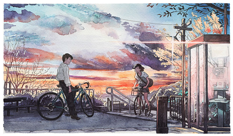 800x466 Bicycle Boy Watercolor Series Inspired By Studio Ghibli