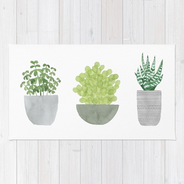700x700 Watercolor Succulent Plants Rug By Blueskywhimsy Society6