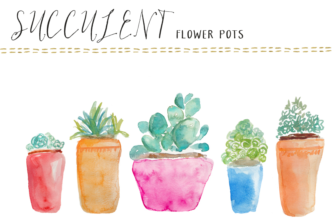 1160x772 Cute Watercolor Succulents Clip Art