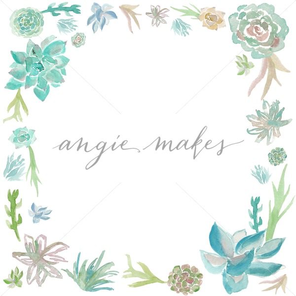 600x600 Watercolor Succulent Background Frame