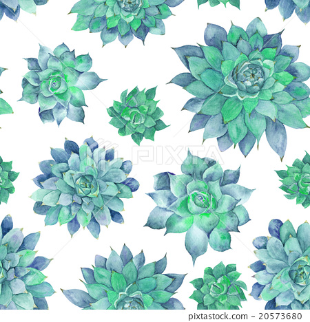 450x468 Watercolor Turquoise Succulent Pattern