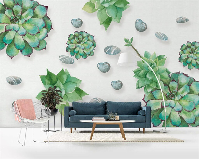 640x512 Beibehang Custom Wallpaper Fresh And Beautiful Succulent Plants
