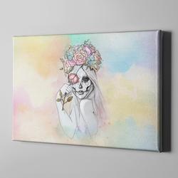 250x250 Painted Lady Watercolor Rose Crown Sugar Skull Wrapped Canvas