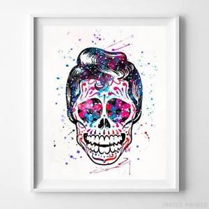 300x300 Sugar Skull Type 3 Wall Art Watercolor Poster Home Decor Baby