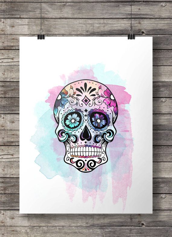 570x784 Sugar Skull Watercolor Mexican Skull Dia Di Los Muertos Watercolor