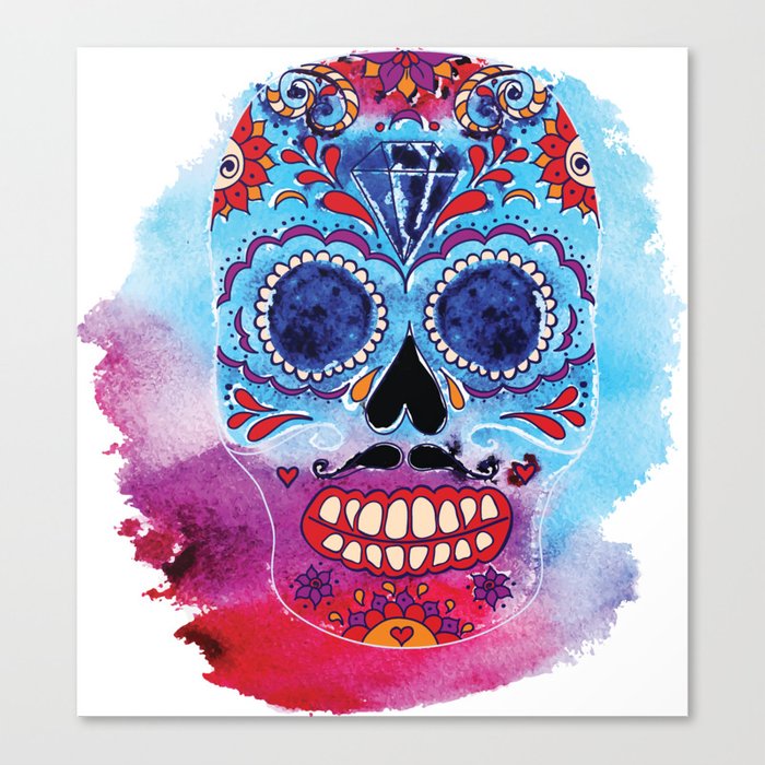 700x700 Watercolor Day Of The Dead Sugar Skull. Mexican Skull Illustration