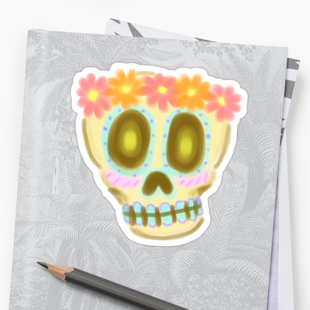 1000x1000 Watercolor Sugar Skull Stickers By Jmendezart Redbubble
