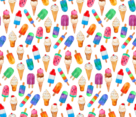 470x403 Watercolor Summer Ice Creams On White Wallpaper
