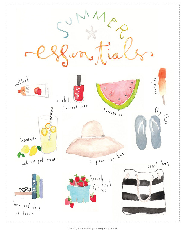 612x792 Summer Essentials {Freebie Art Print} Jones Design Company