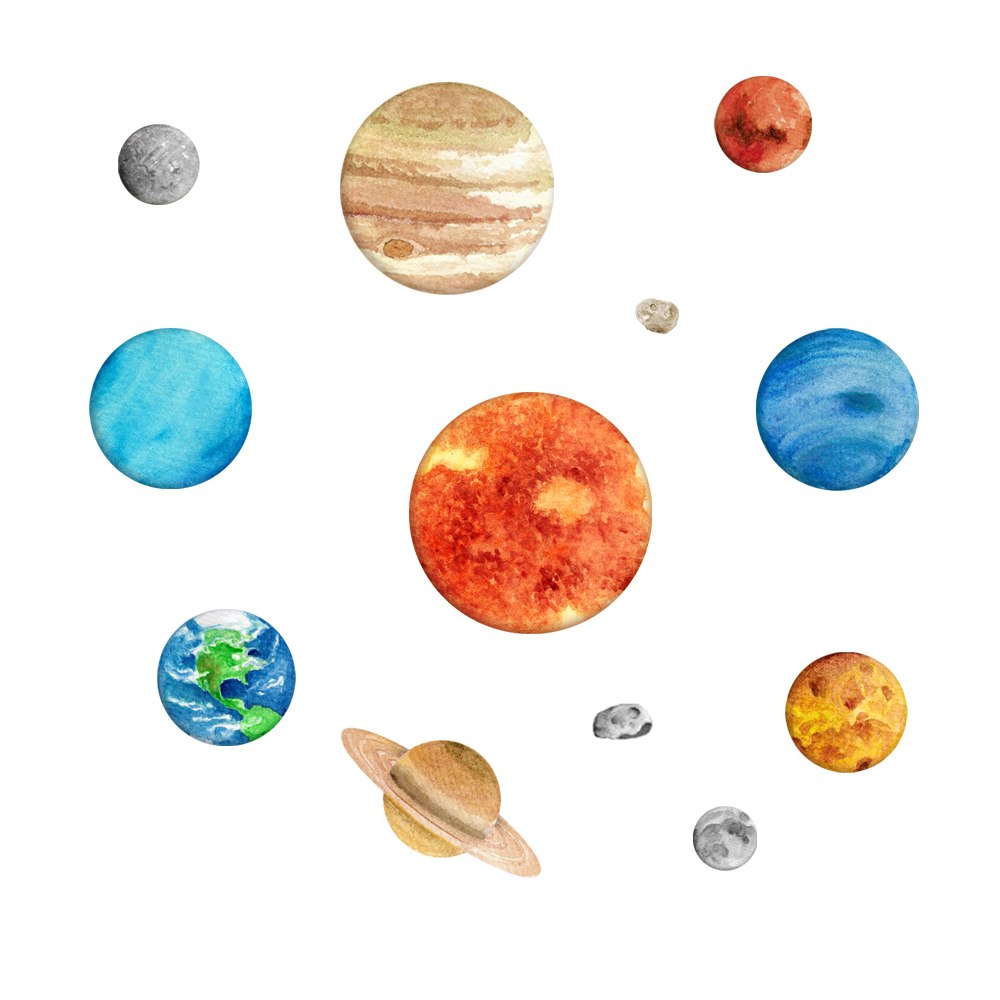 1000x1000 Funlife 12 Pcs Watercolor Sun Jupiter Saturn Neptune Uranus Earth
