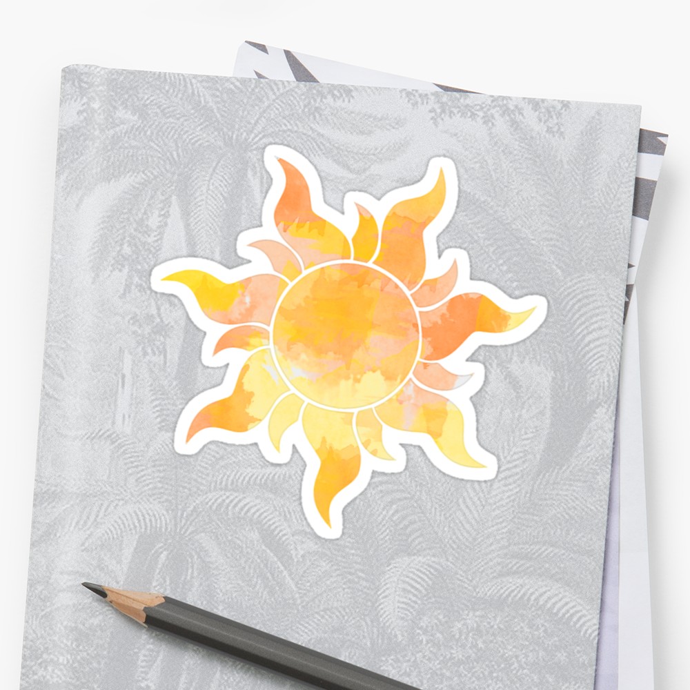 1000x1000 Orange And Yellow Sun Watercolor Stickers By Livpaigedesigns