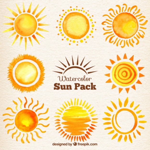 626x626 Watercolor Suns Pack Vector Free Download