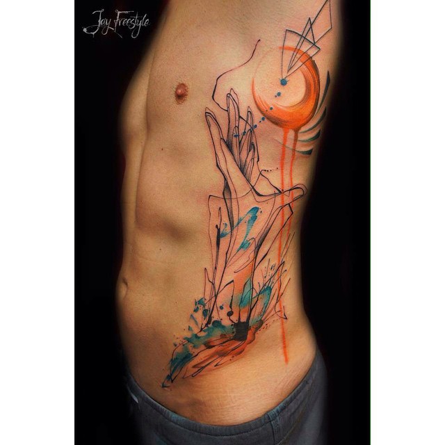 640x640 Hand Reaching The Sun Watercolor Tattoo By Jay Freestyle Best
