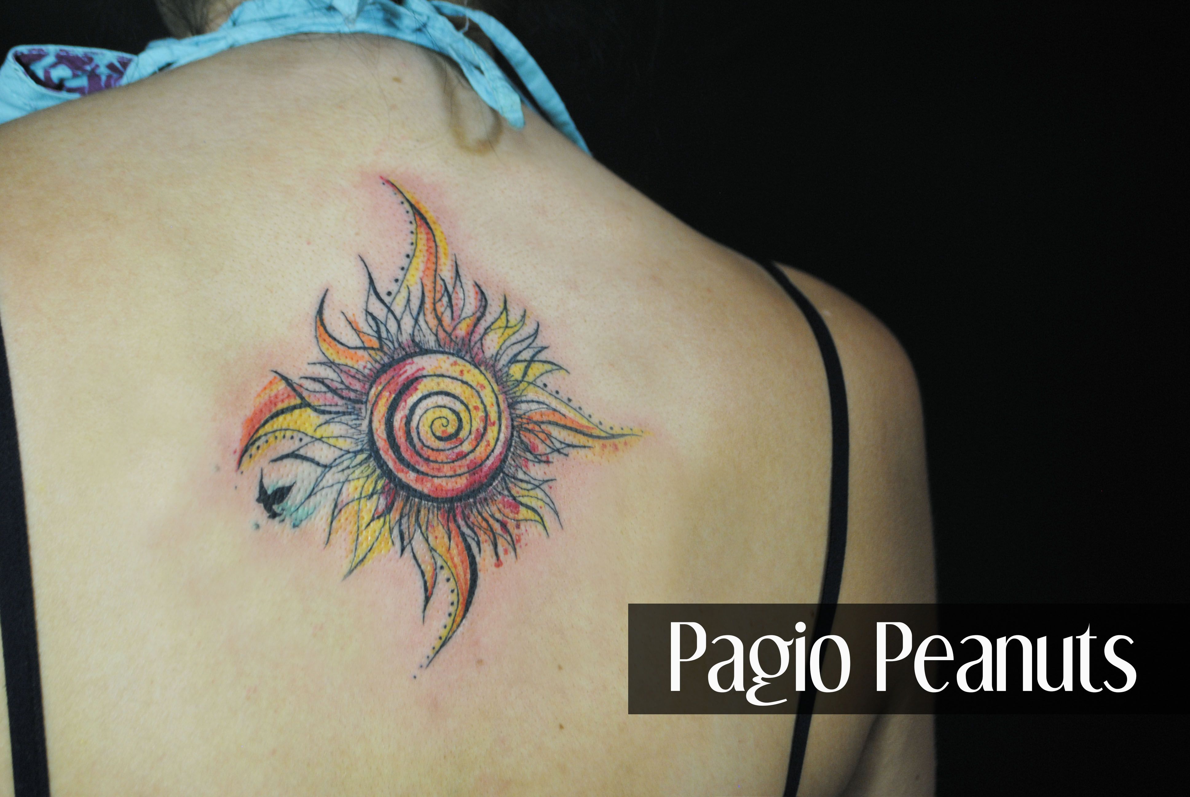 3872x2592 Sun And Spiral Watercolor Custom Tattoo. Design By Me Tat2