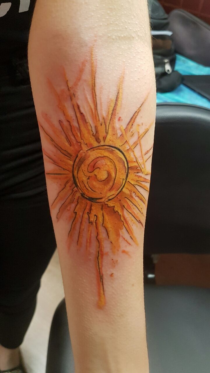 720x1280 Sun Watercolor Tattoo (Kiko Tattoo In Rio De Janeiro) Tattoo
