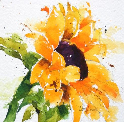 489x480 Lisa Livoni, Napa Valley Artist, Colorist Watercolor Sunflowers W