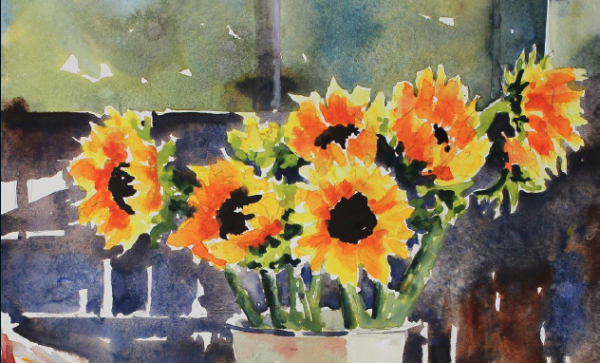 600x363 Watercolor Painting Techniques How To Paint Sunflowers