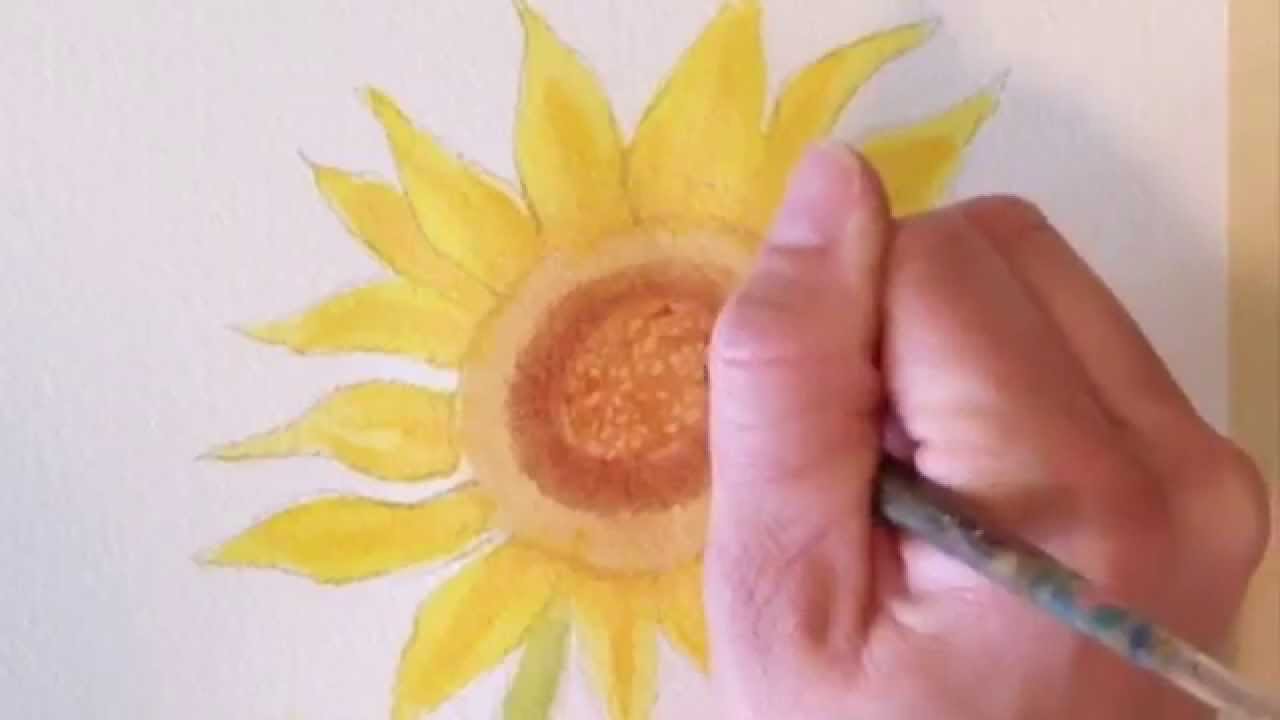 1280x720 How To Draw And Paint A Watercolor Sunflower