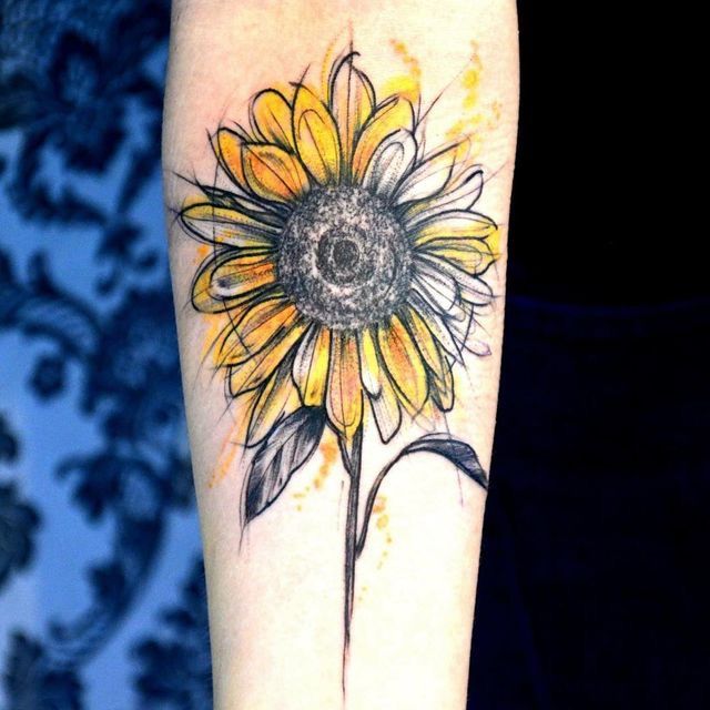 640x640 Sunflower Tattoo, Watercolor. Tattoos Amp Things