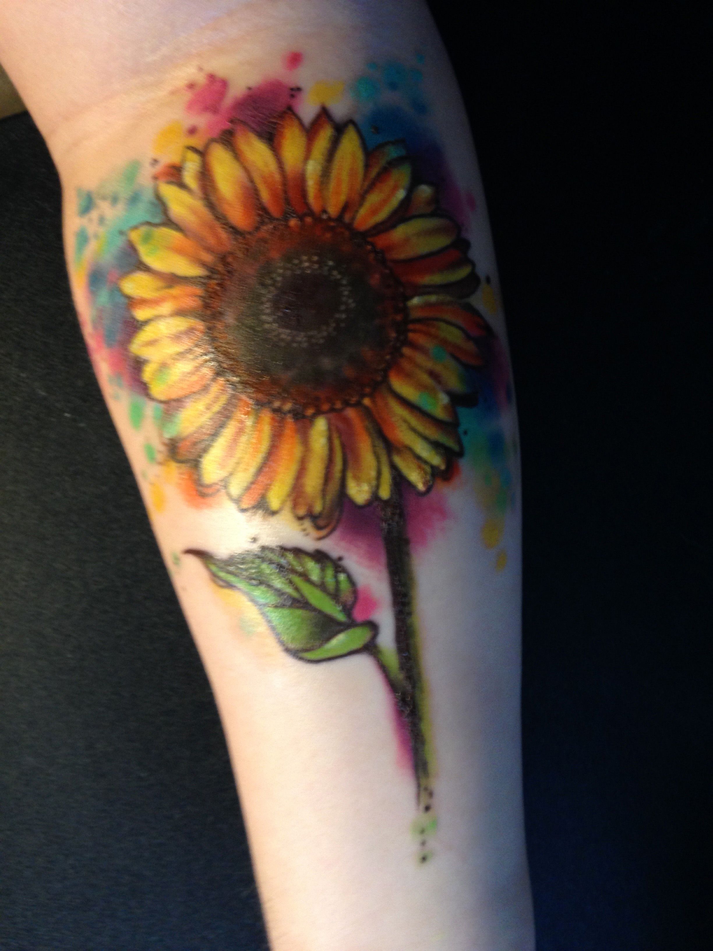 2448x3264 Watercolor Sunflower Tattoo